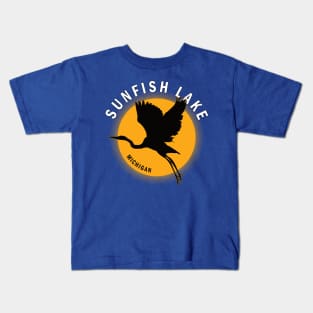 Sunfish Lake in Michigan Heron Sunrise Kids T-Shirt